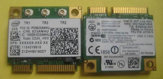 intel 5300AN 533ANHMW 43Y6519 Half Mini PCI-E Wireless WLAN Wifi Card 450M for Thinkpad T400S T410 T410S L410 L510 X201S