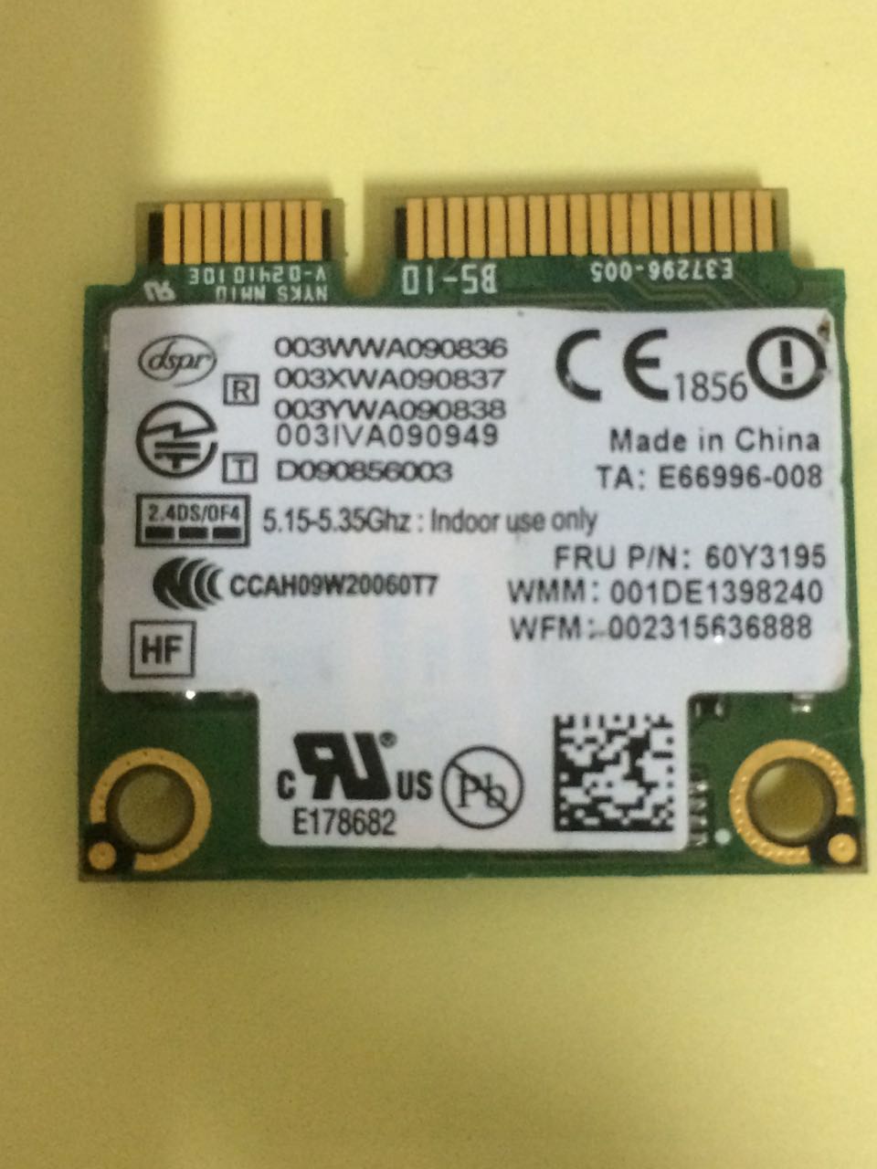 Intel 6250AN 622ANX 6250ANHMW Half Mini PCIe Wlan Wireless FRU:60Y3195 for IBM T410 X201 X201i T510 W510 W701 laptop