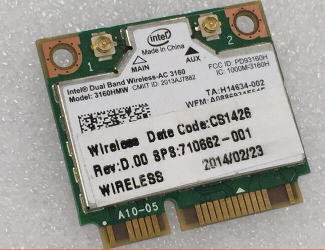 Intel Dual Band Wireless-AC 3160HMW AC3160 Half Mini PCIe SPS:710662-001 Wlan+BT Wifi Card for HP 430 440 450 470 G2