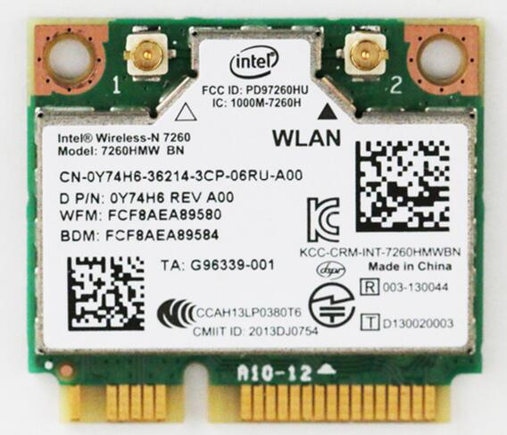 intel Wireless-N 7260BN 7260HMW 7260HMWBN Half Mini PCI-express 300Mbps 802.11 b/g/n + BlueTooth4.0 WLAN WIFI Card