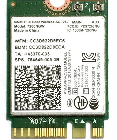 Intel Dual Band Wireless-AC 7260NGW 7260NGWAC 7260AC NGFF BT4.0 Wlan Card 867Mbps SPS:710663-001 for HP 810 G2 ZBOOK 15 G2 9480M