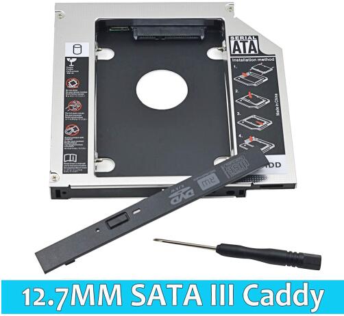 Universal Aluminum 2nd HDD Caddy 12.7mm SATA III for 2.5
