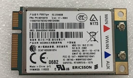 Ericsson F5521GW FRU:60Y3255 60Y3279 04W3767 Mini PCIe GSM EDGE ,GPRS HSPA + 21 MB GPS WirelessCard for IBM X220 T420 T520 W520