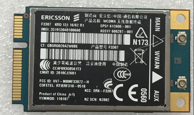 Ericsson F3307 LC2010 MINI PCI-E 2G 3G HSDPA 7.2MB GSM GPRS SPS:612599-001 612600-001 WLAN Card for HP MINI110 CQ10 MINI1103