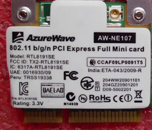 Realtek AzureWave  AW-NE104H AW-NE107H RTL8191SE Half Mini PCI-Express Wireless Wifi WLAN Card