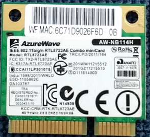 AzureWave AW-NB114H RTL8723AE Half Mini PCI-Express  300Mbps+Bluetooth4.0  Wlan Wireless Card