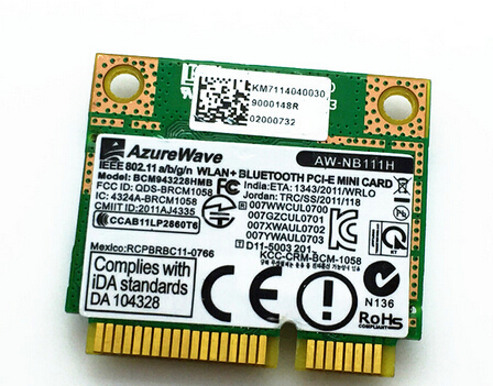 AzureWave AW-NB111H BCM943228HMB BCM43228 300Mbps Half Mini PCI-e Wlan Wireless BT4.0 Card