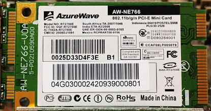 New AzureWave AW-NE766 RT2700E Mini PCI-e 300Mbps 802.11b/g/n Wireless WLAN Wifi Card